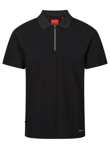  WAFFLE ON JACQUARD ZIP POLO