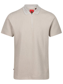 WAFFLE ON JACQUARD ZIP POLO